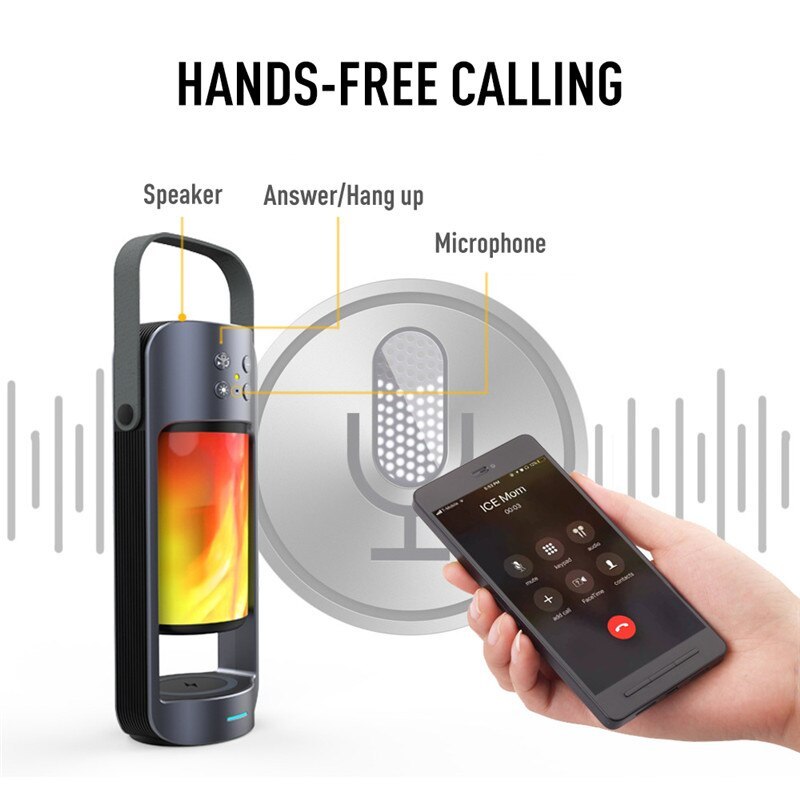 Flame Light Bluetooth Speaker with Wireless Charging – Bamboo LED Lamp