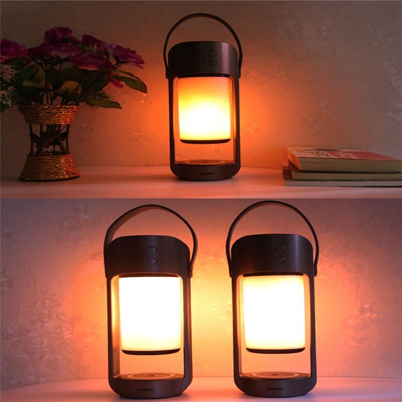 Flame Light Bluetooth Speaker with Wireless Charging – Bamboo LED Lamp